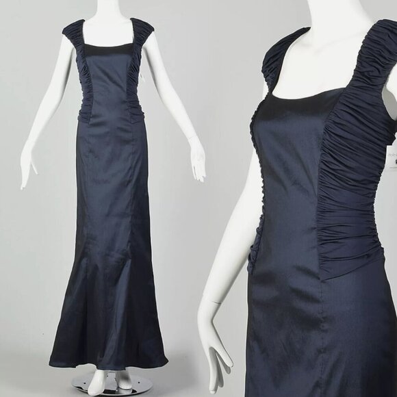 Tadashi Collection Blue Formal Dress Short Sleeve Mermaid Evening Gown Size 4 - Picture 1 of 9